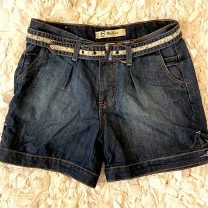 Blue Epic Denim Shorts with attached Denim Belt